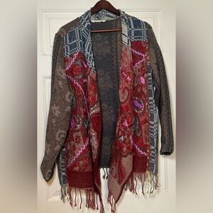 Soft‎ Surroundings Juliette Fringe Colorful Embellished Kimono size M